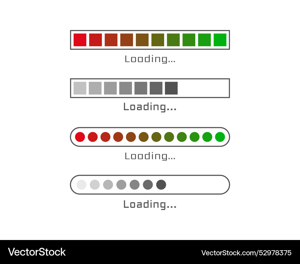 Collection loading bar status icon set of loaded Vector Image
