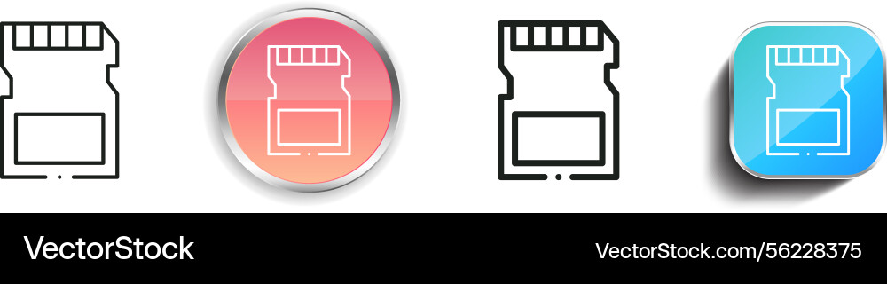 Memory card icon thin linear regular and button vector image