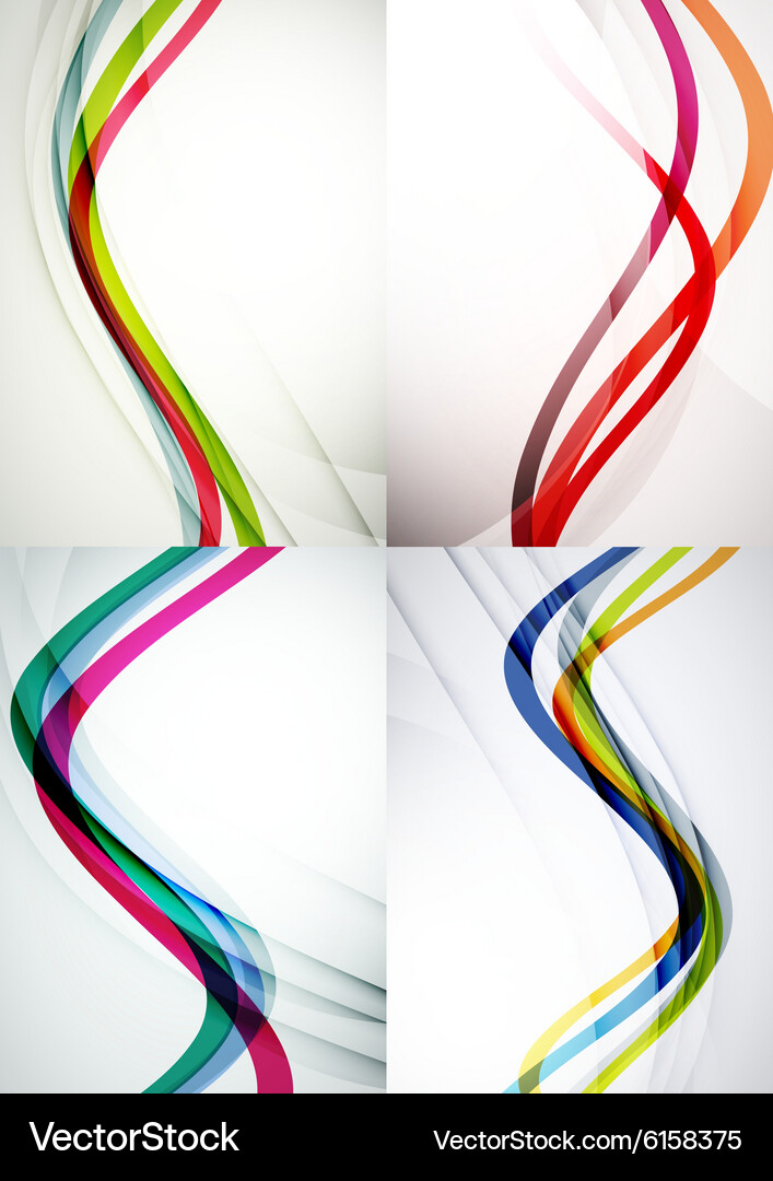 Set abstract backgrounds curve wave lines Vector Image