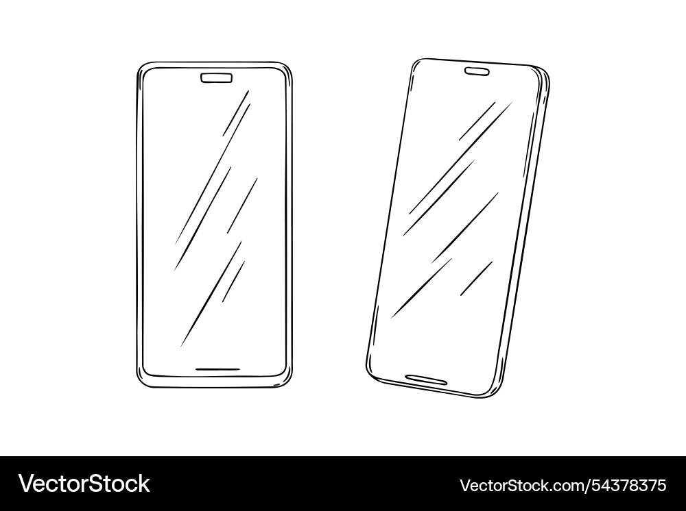 Sketch smartphone with touchscreen display doodle Sketch smartphone with touchscreen display doodle vector image