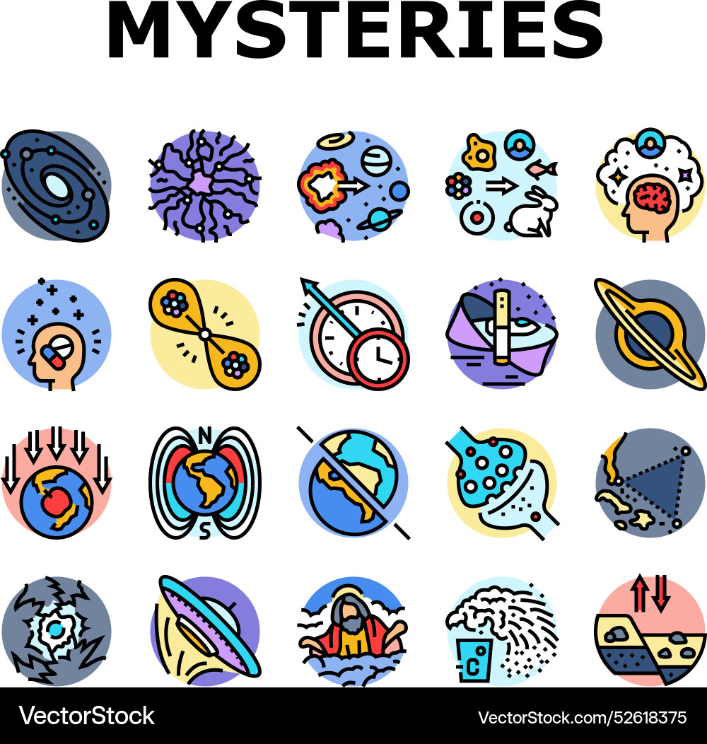 Unsolved mysteries question icons set vector image