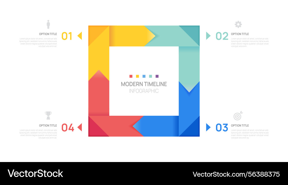 Visual data presentation cycle diagram with 4 Visual data presentation cycle diagram with 4 vector image