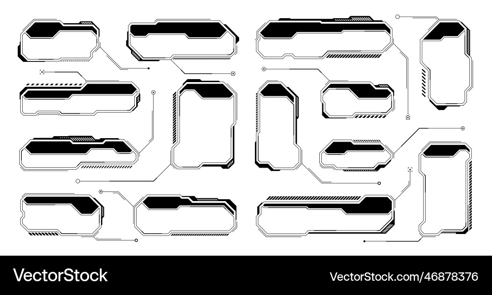 Black futuristic hud or ui elements sci-fi user Black futuristic hud or ui elements sci-fi user vector image