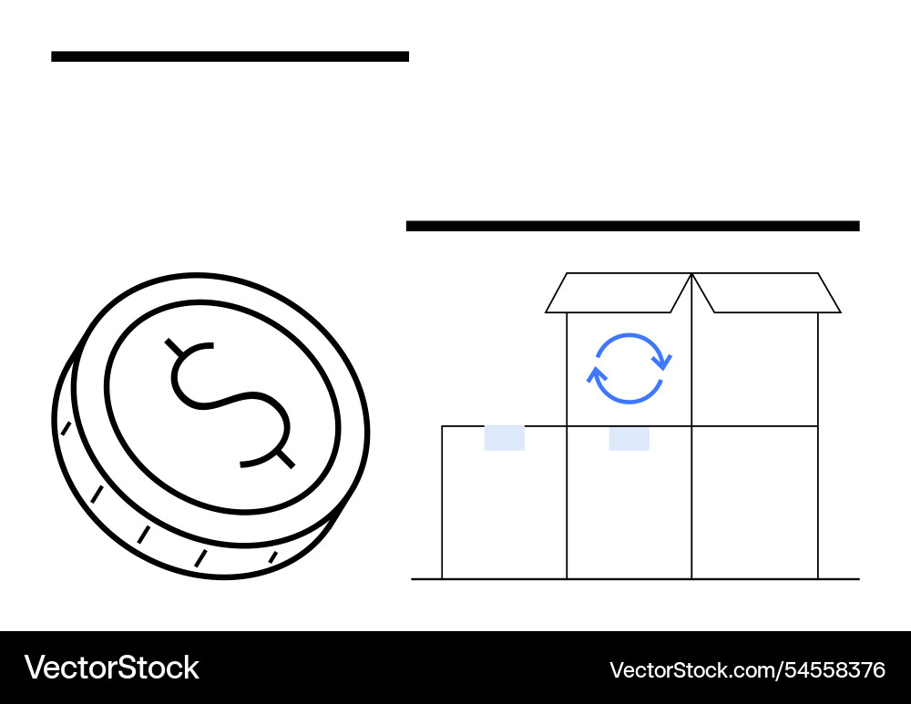 Coin with dollar sign and open box circular Coin with dollar sign and open box circular vector image