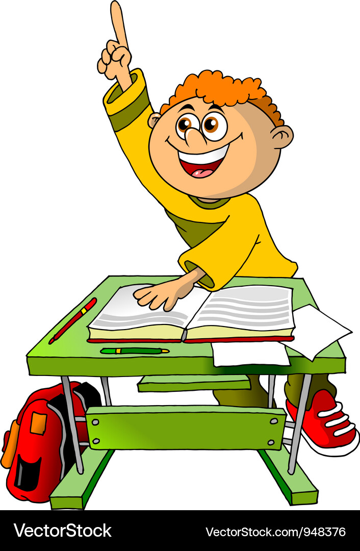 Focused Student Studying Vector Image