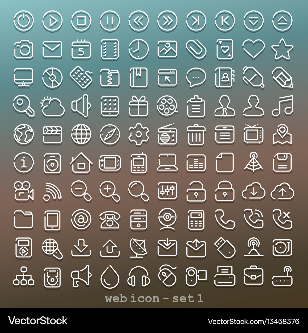 Line Web Icon Set - Minimalist vector image