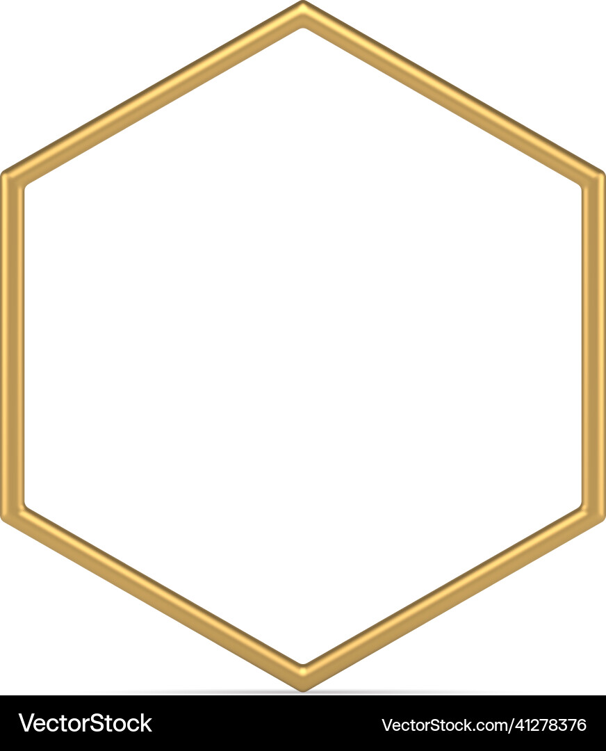 Luxury golden hexagonal metallic glossy frame vector image