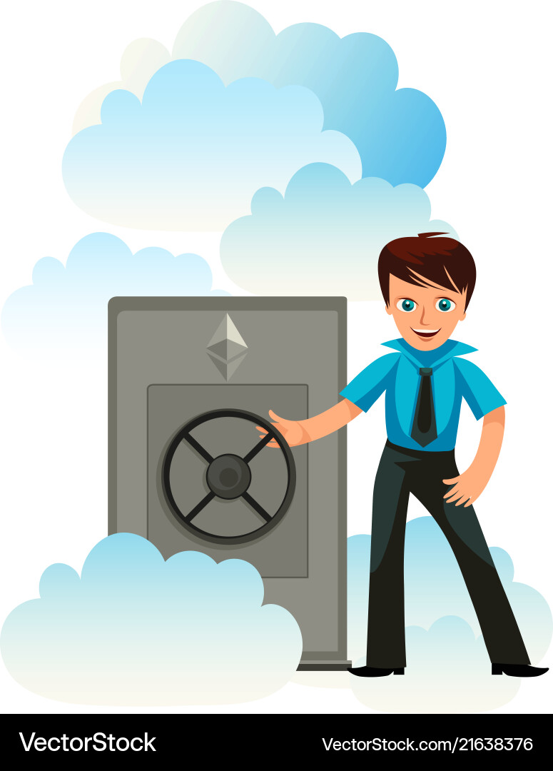 Man with ethereum crypto currency safe poster – Royalty-Free Vector |  VectorStock