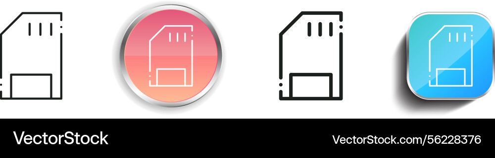 Memory card icon thin linear regular and button vector image