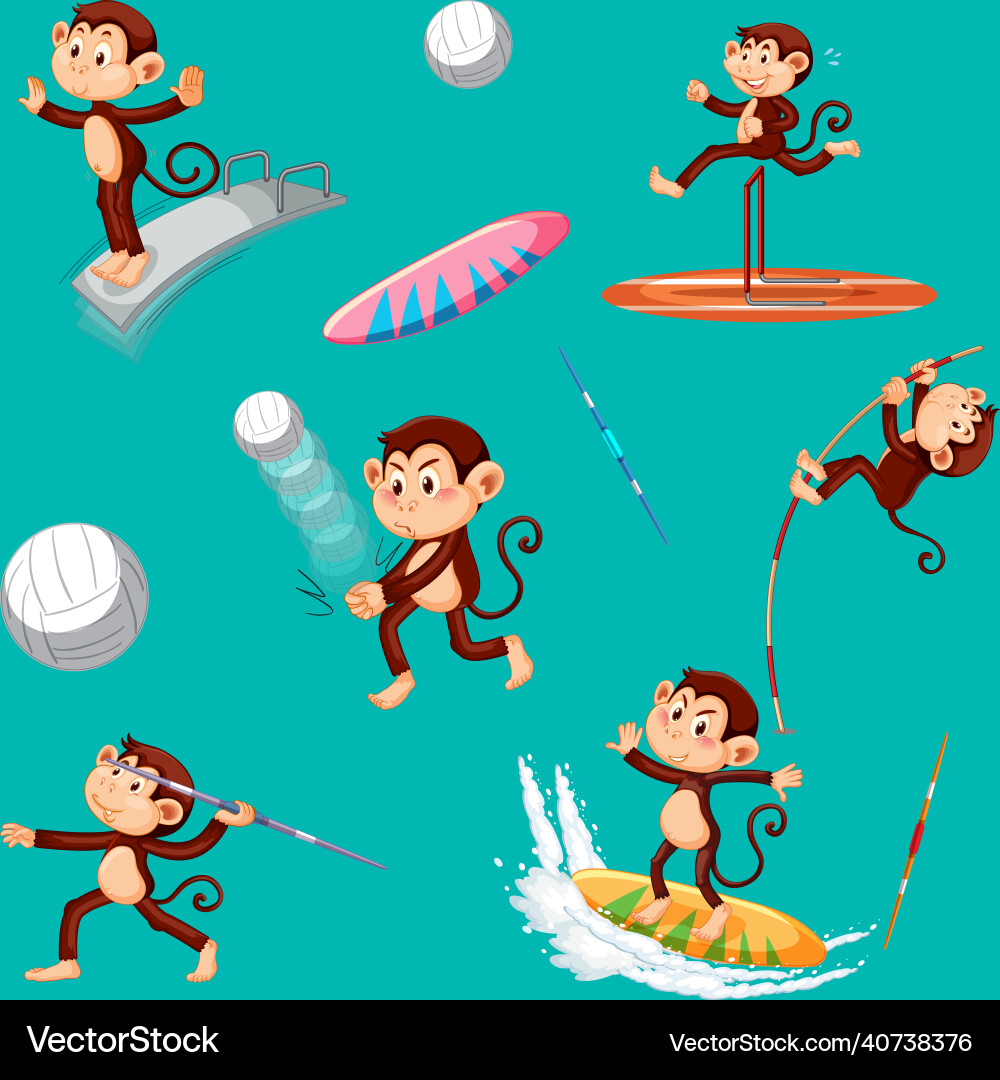 Monkey seamless pattern background Vector Image