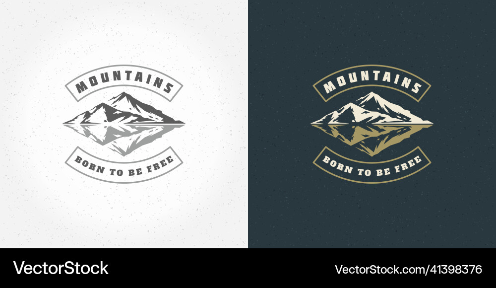 Mountain camping logo emblem outdoor landscape Mountain camping logo emblem outdoor landscape vector image