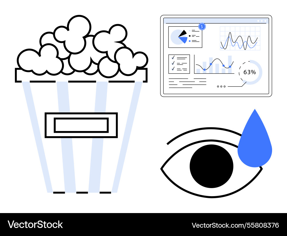 Popcorn teardrop and data-driven analytics Vector Image