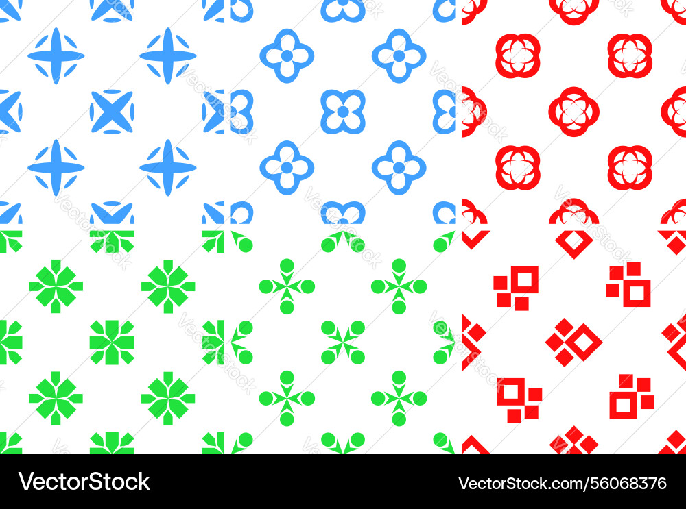 Seamless patterns with simple geometric shapes Seamless patterns with simple geometric shapes vector image