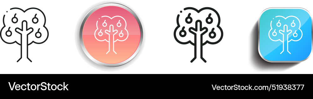 Botanical icon thin linear regular and button vector image