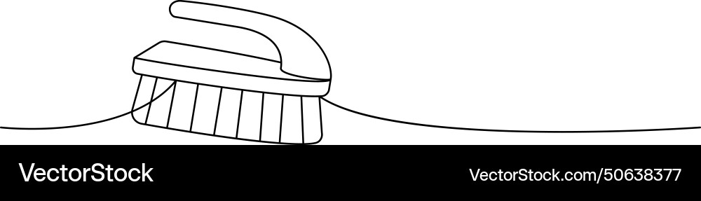 Cleaning brush handle one line continuous Vector Image