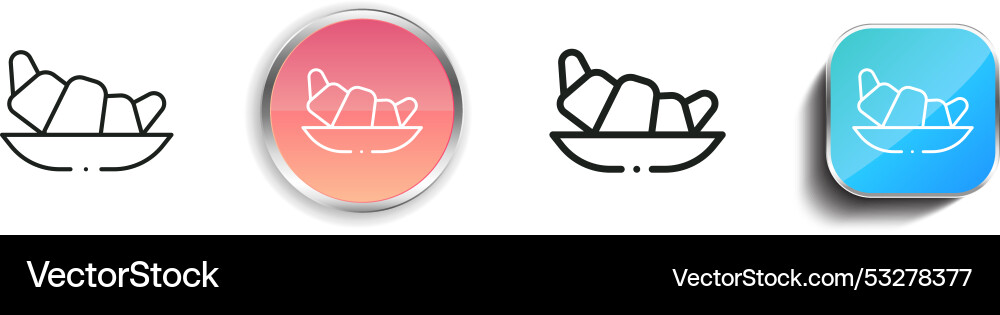 Croissant icon thin linear regular and button vector image