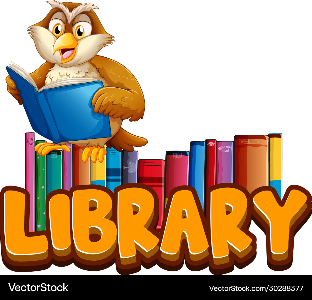 Owl Reading Library Font vector image