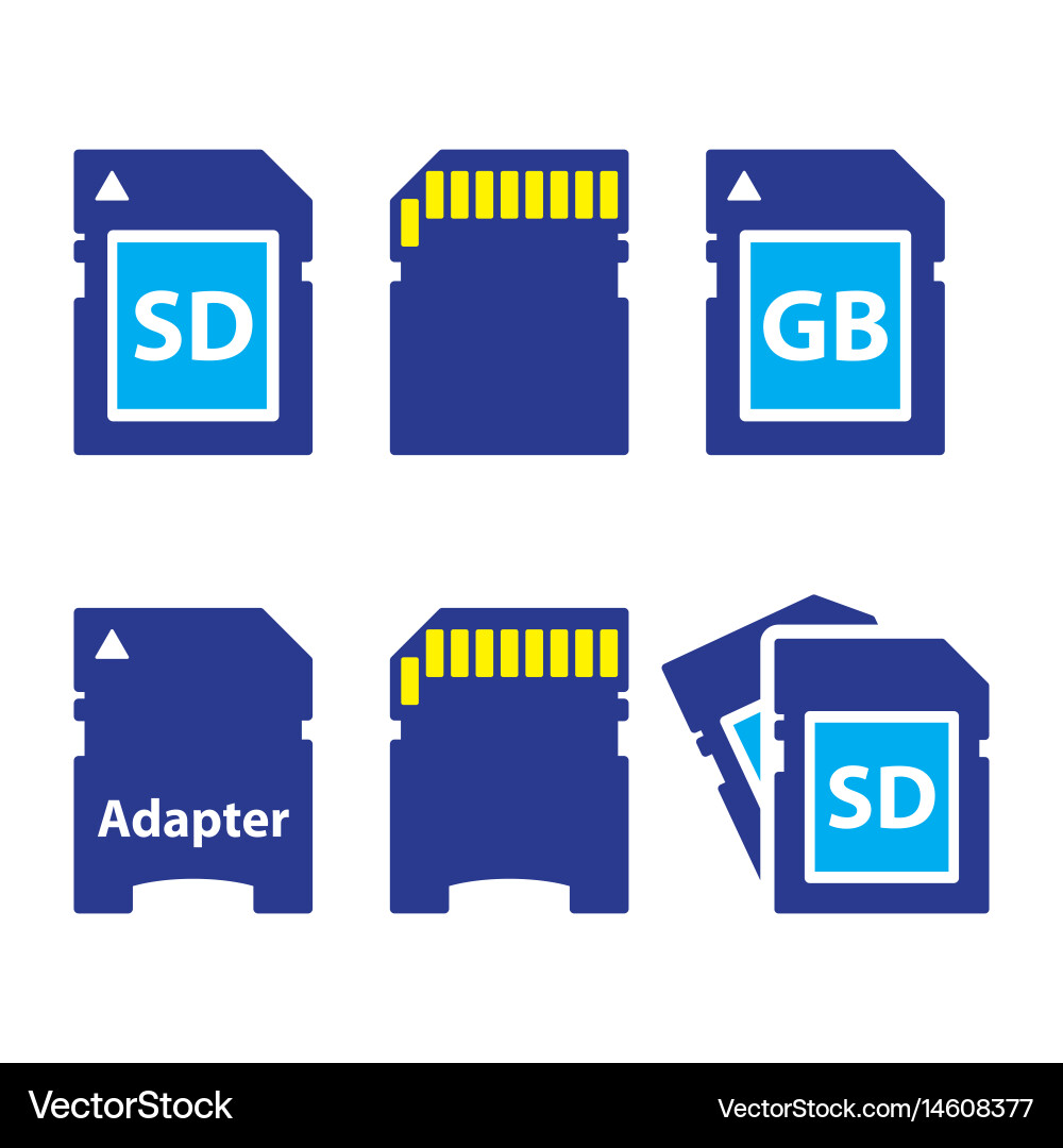 Sd memory card adapter icons set Vector Image
