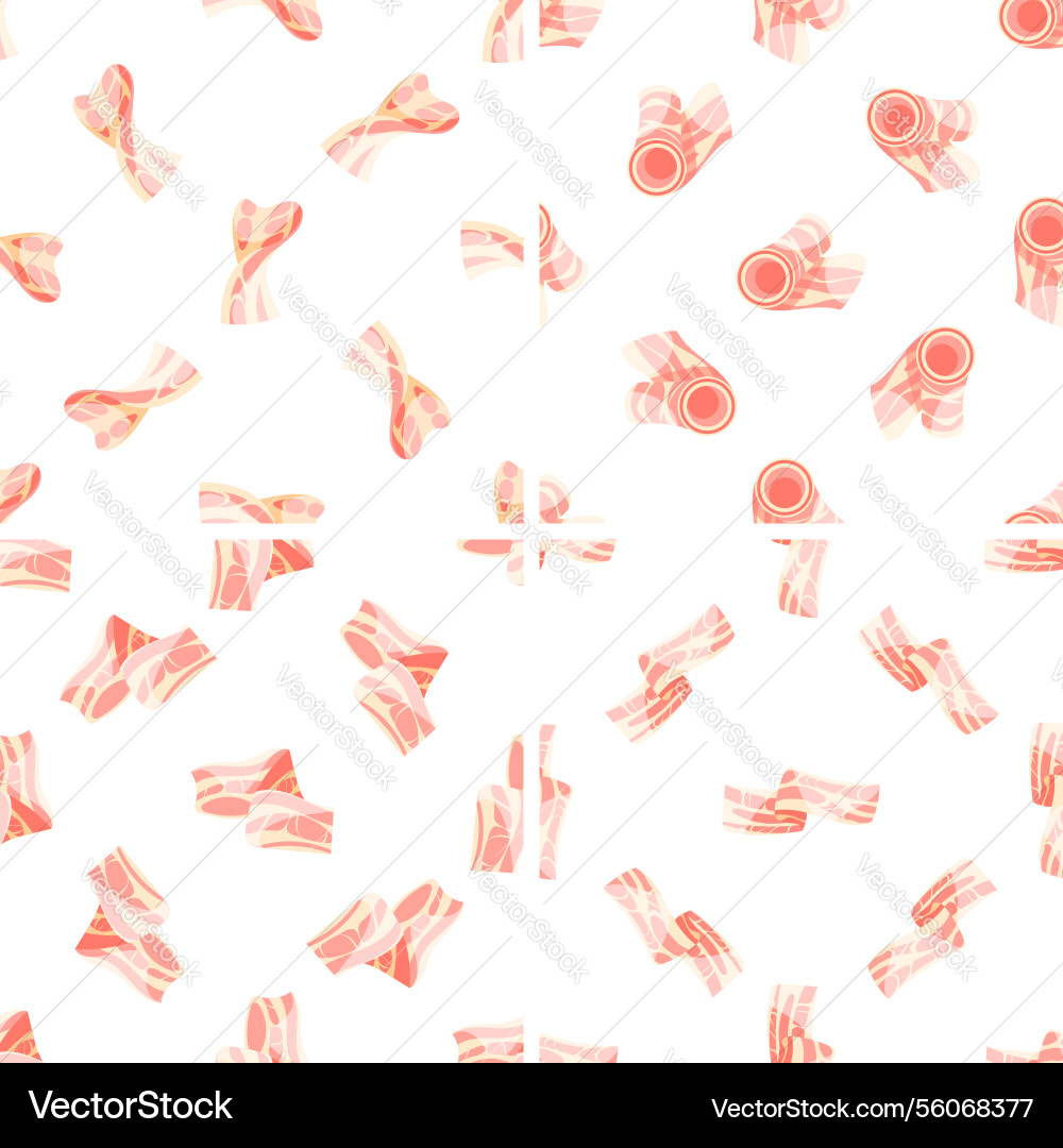 Seamless pattern with bacon slices rolling Seamless pattern with bacon slices rolling vector image