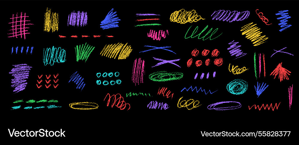 Set of chalk scribble frames and line brush Set of chalk scribble frames and line brush vector image
