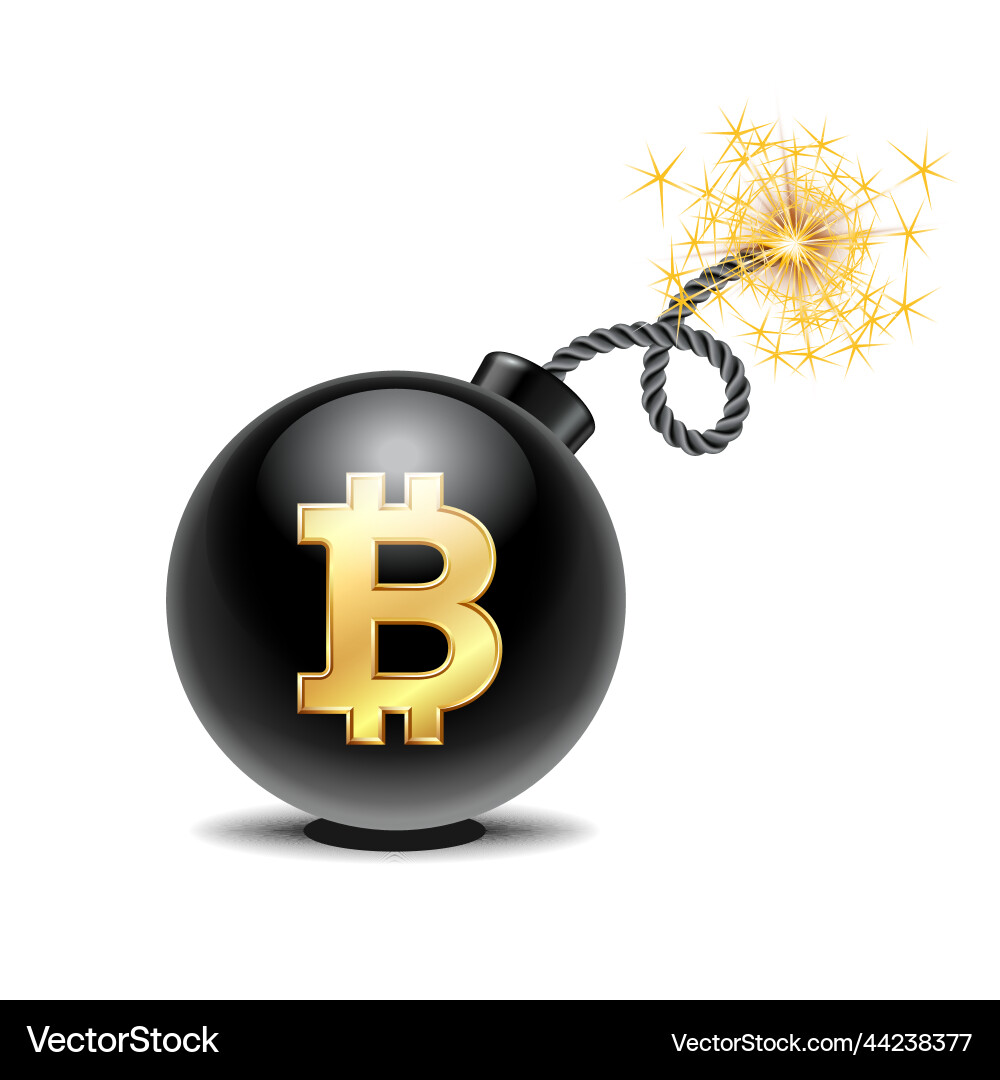 Symbol Bitcoin Kryptowährung auf schwarze Bombe Symbol Bitcoin Kryptowährung auf schwarze Bombe vektorbild