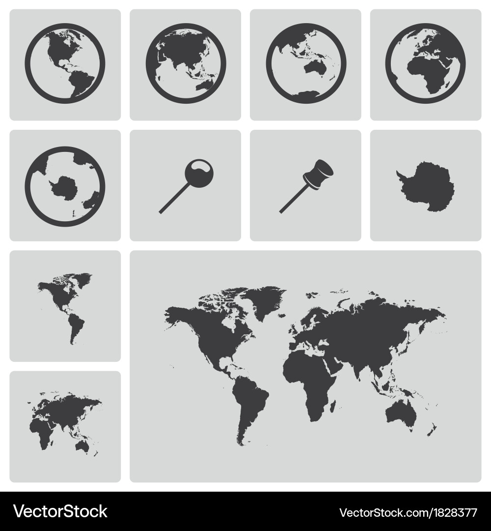 World Map Icon Set Royalty Free Vector Image - VectorStock