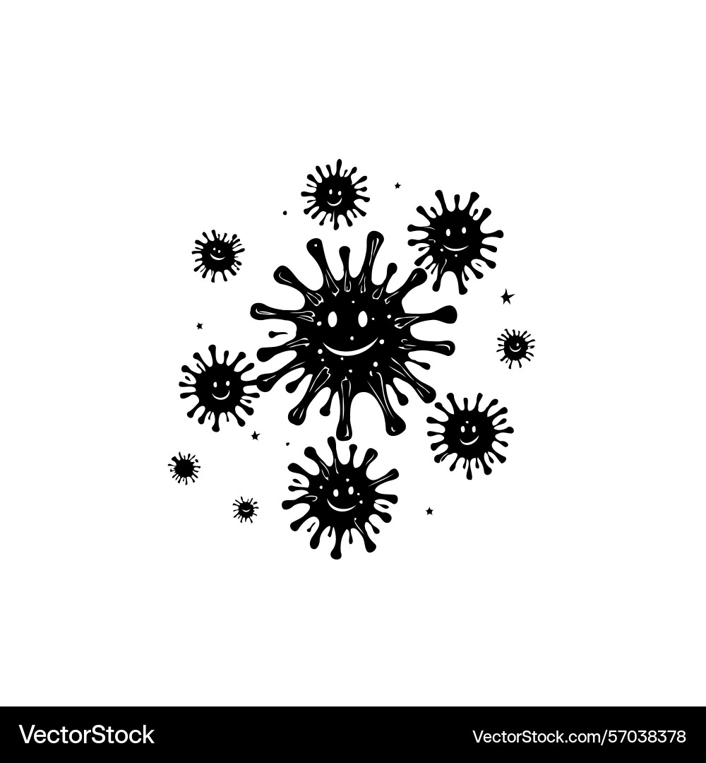 Animated representation of viruses with smiling Animated representation of viruses with smiling Vector Image
