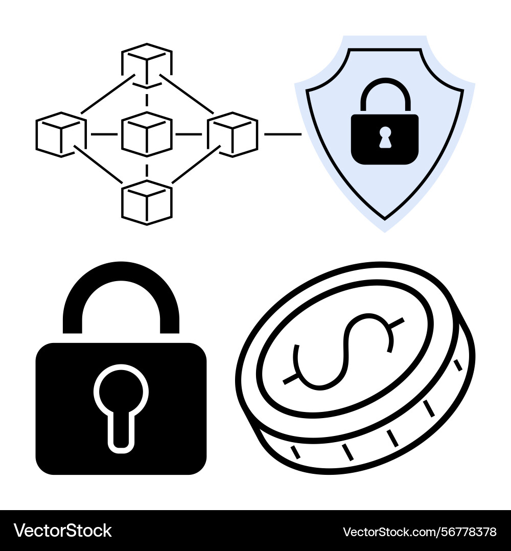 Blockchain network with encryption security Blockchain network with encryption security vector image
