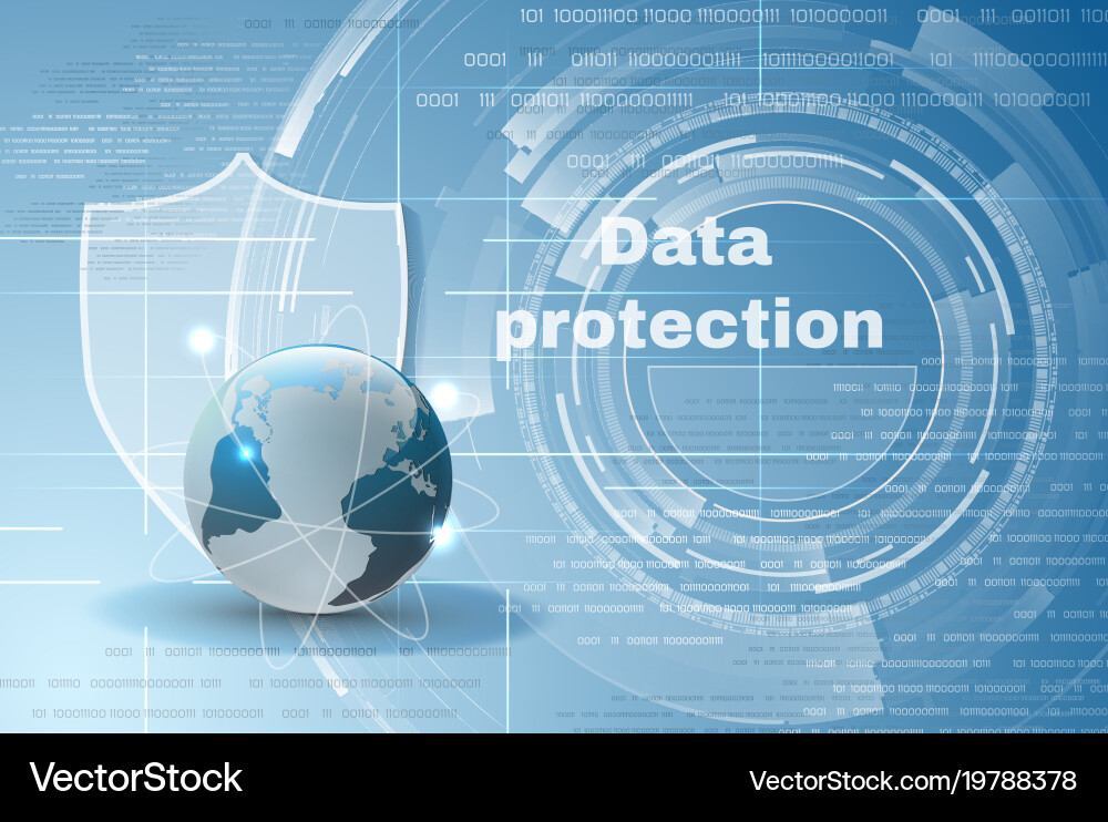 Data Security Globe with Shield vector image