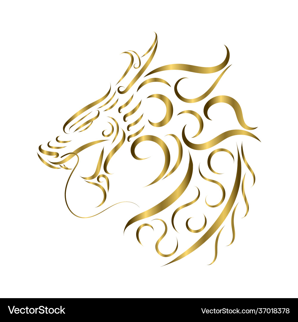 Gold line art dragon head good use for symbol Gold line art dragon head good use for symbol vector image