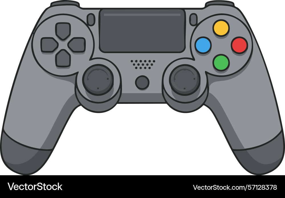 Gray video game controller with colored buttons vector image