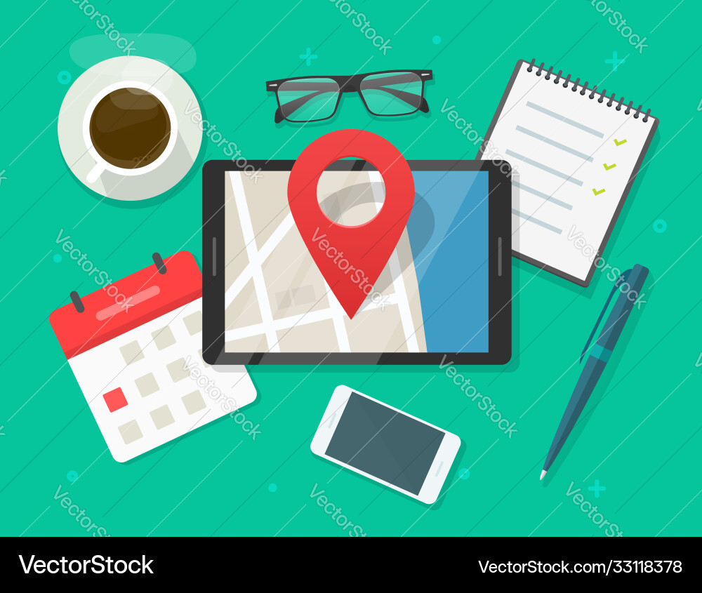 Mobile map navigator with pin pointer marker Mobile map navigator with pin pointer marker vector image
