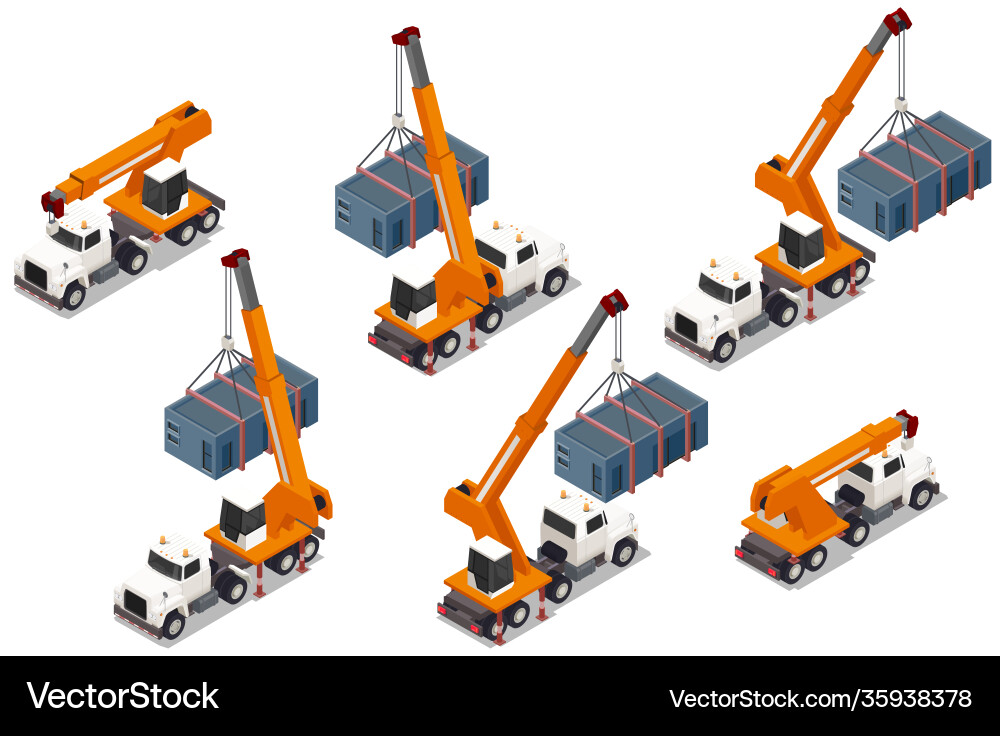 Modular box loading set Modular box loading set Vector Image