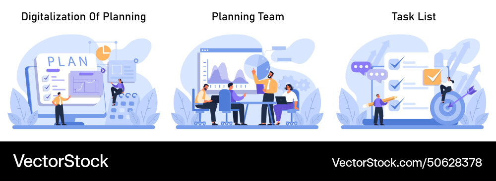 Planning process set transition from manual vector image