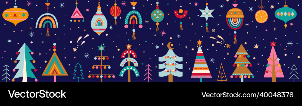 Scandinavian Christmas Banner Vector Image