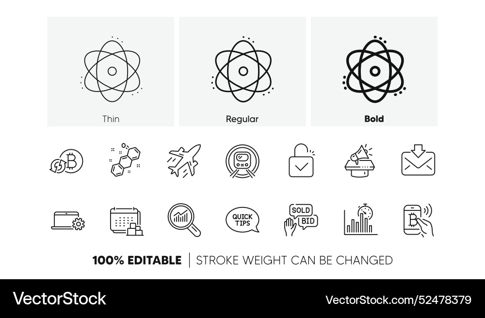 Atom lock and metro subway line icons for web Atom lock and metro subway line icons for web vector image