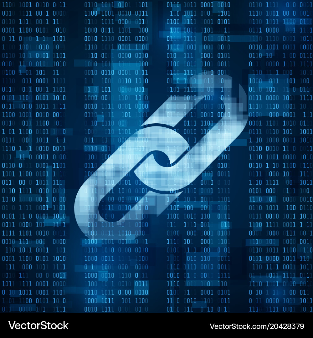 Blockchain Data Flow on Binary Code vector image