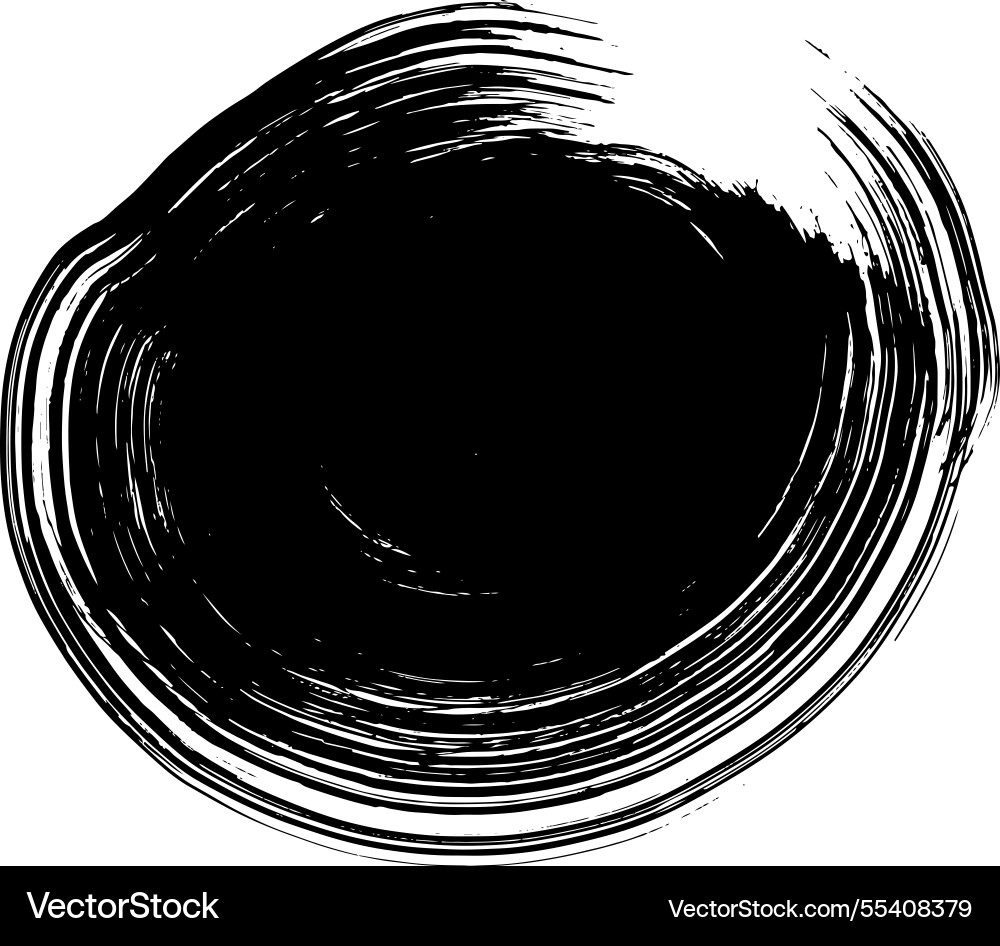 Hand drawn black ink paint dry brush circle banner Vector Image
