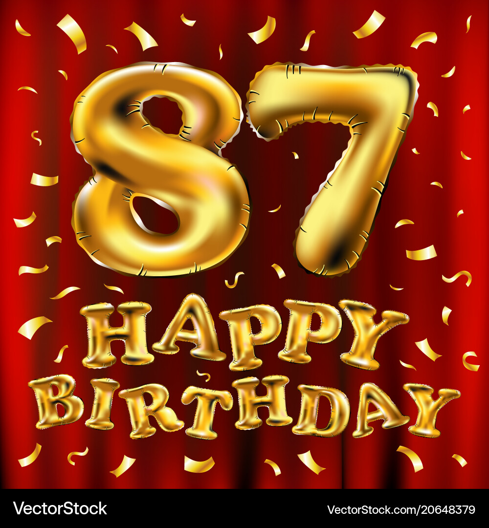 Happy birthday 87th celebration gold balloons Happy birthday 87th celebration gold balloons vector image
