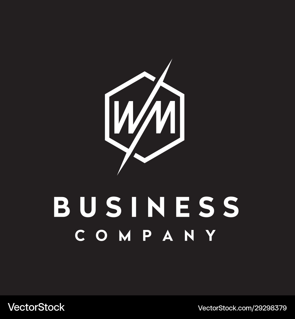 Monogram initials mw wm hexagon logo