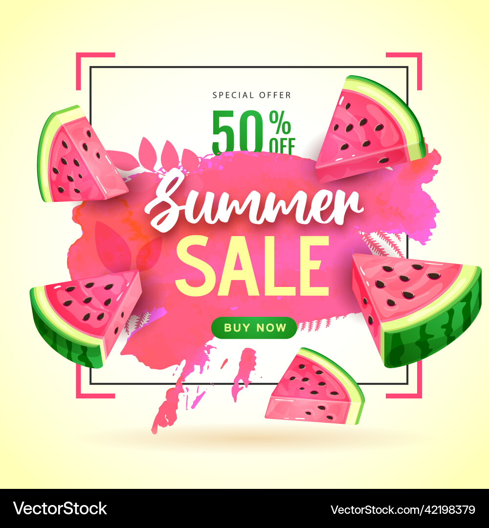 Summer sale poster with slices of watermelon Summer sale poster with slices of watermelon vector image
