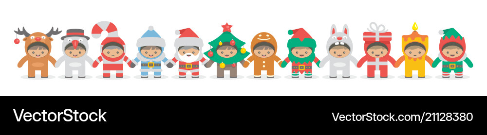 Kinder halten Hand in Weihnachten Kostüme Kinder halten Hand in Weihnachten Kostüme vektorbild