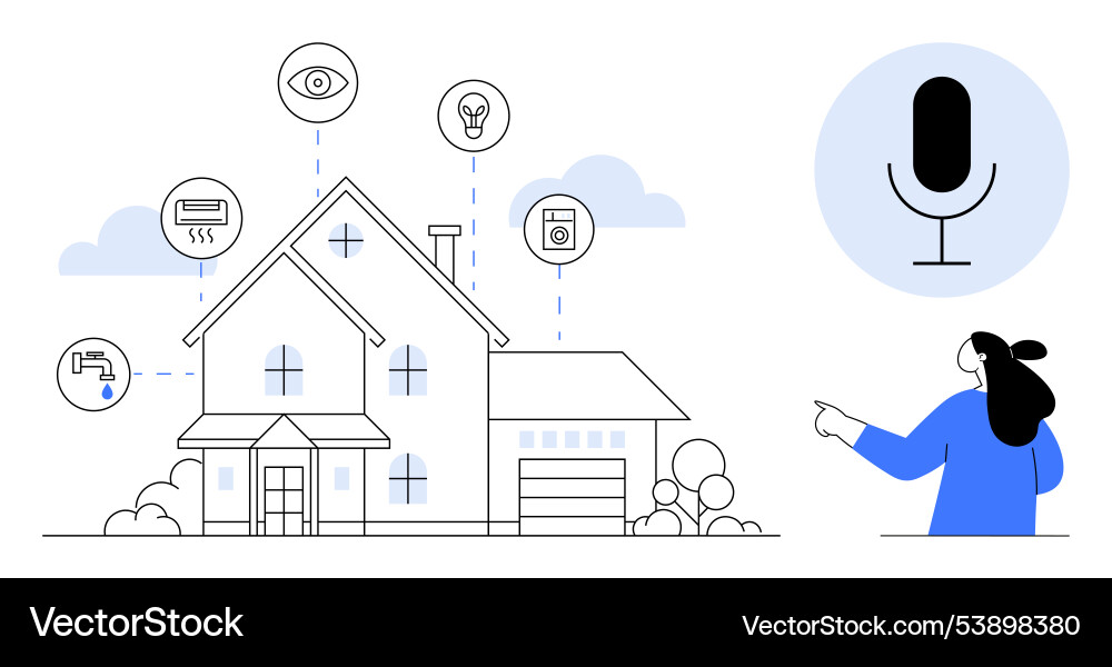 Smart home automation with voice control Smart home automation with voice control vector image