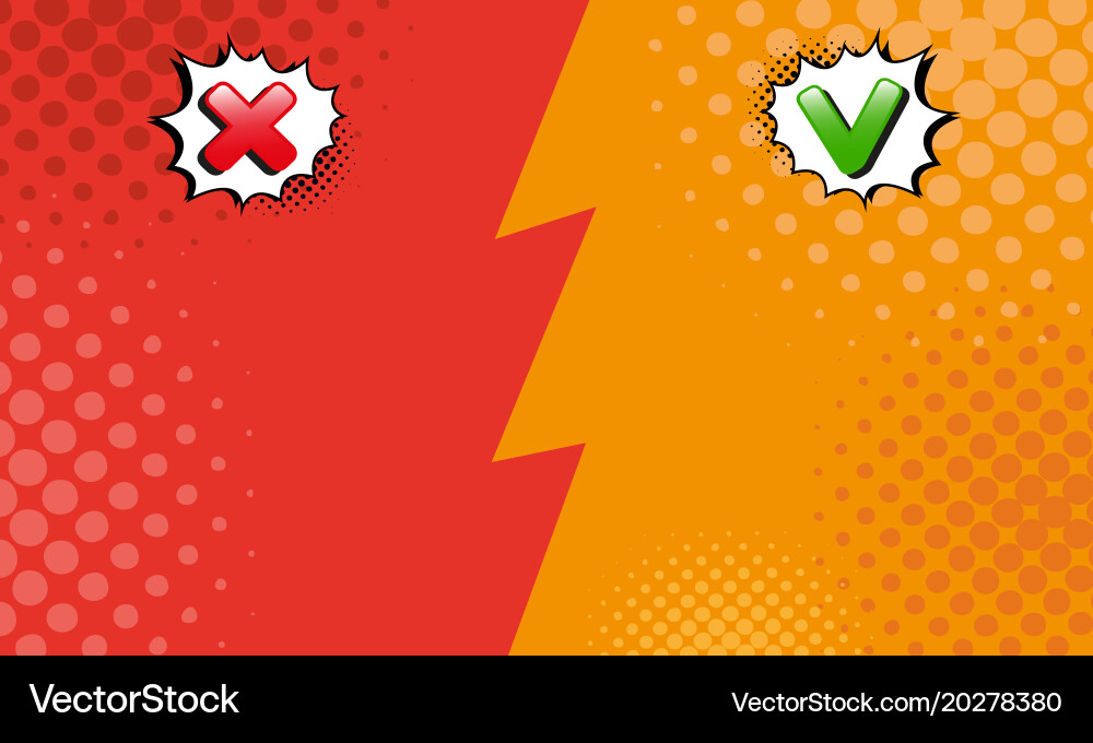 Template background wrong or correct comics style vector image