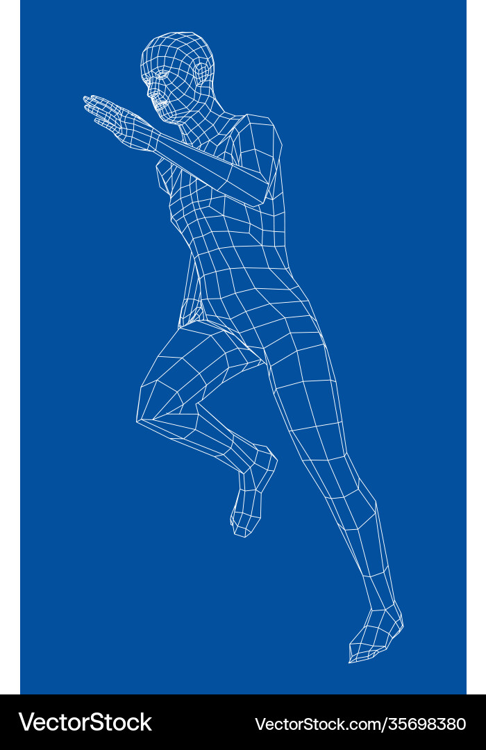 Wireframe running man vector image