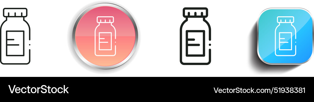 Bottle icon thin linear regular and button style Bottle icon thin linear regular and button style vector image