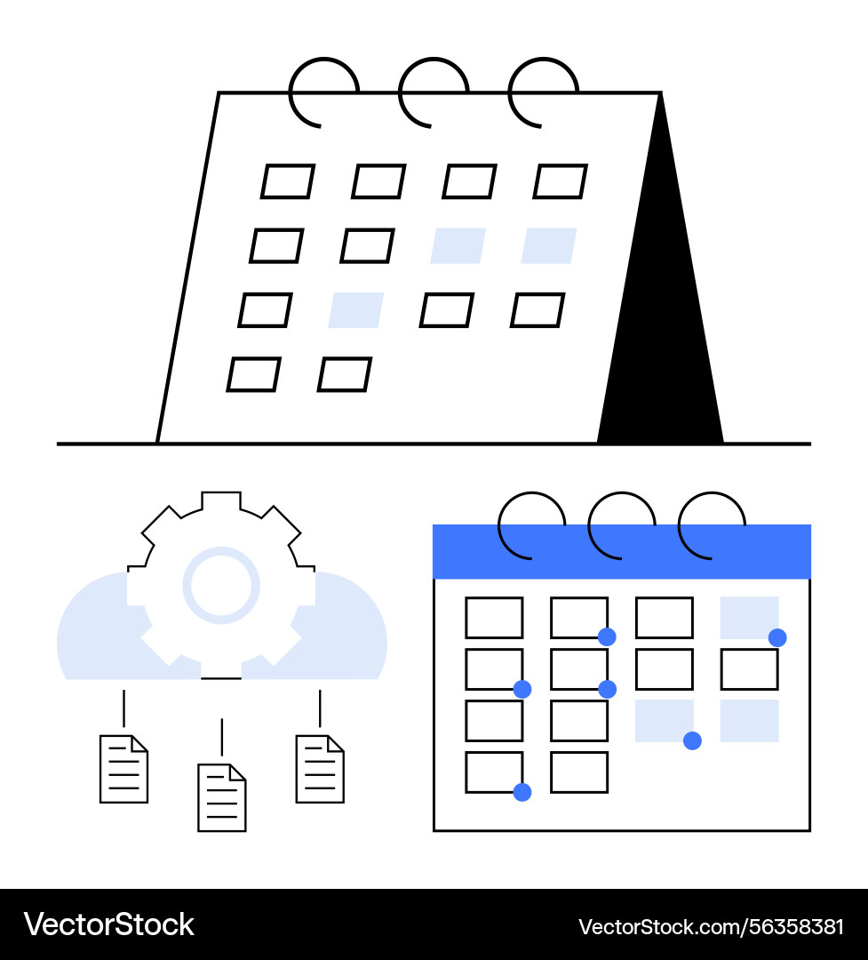 Calendar with cloud integration and document vector image