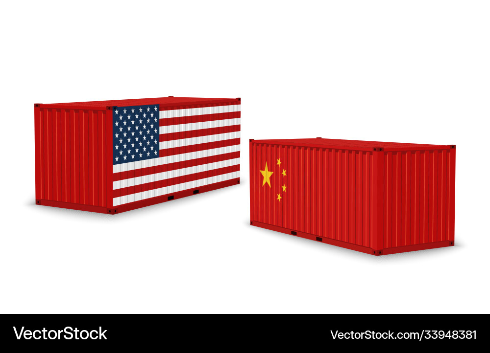 China usa Handelskrieg realistische Frachtcontainer China usa Handelskrieg realistische Frachtcontainer vektorbild