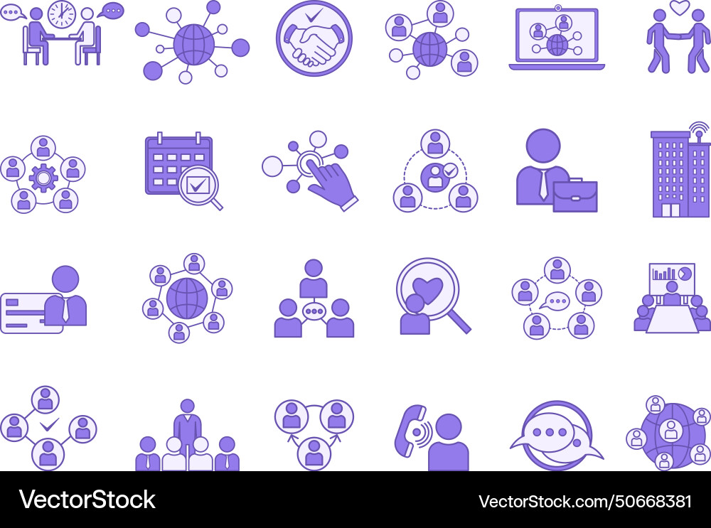 Colored set of networking icons social Vector Image