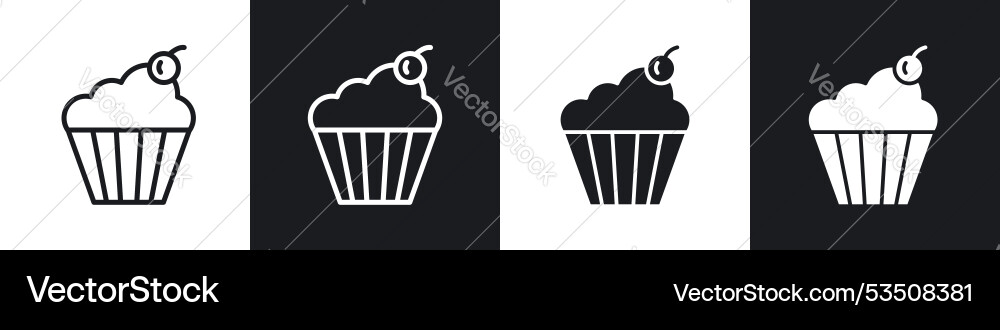 Cupcakeline in thin line black color flat simple Vector Image